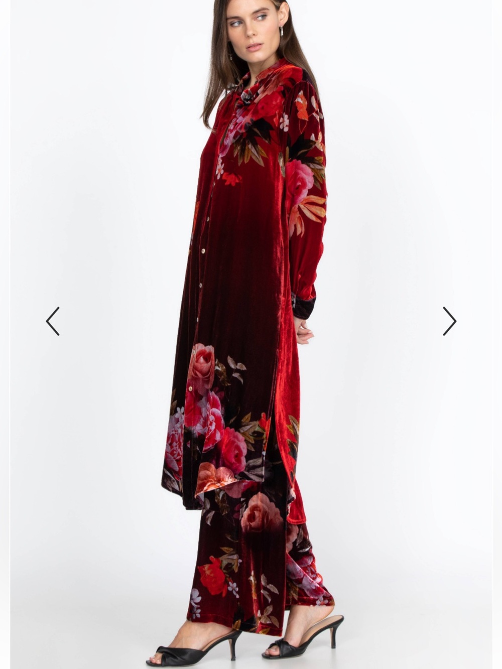 Johnny Was New Coralie Rose Floral Velvet Wide Leg Pant Women’s Size Small - Picture 2 of 9
